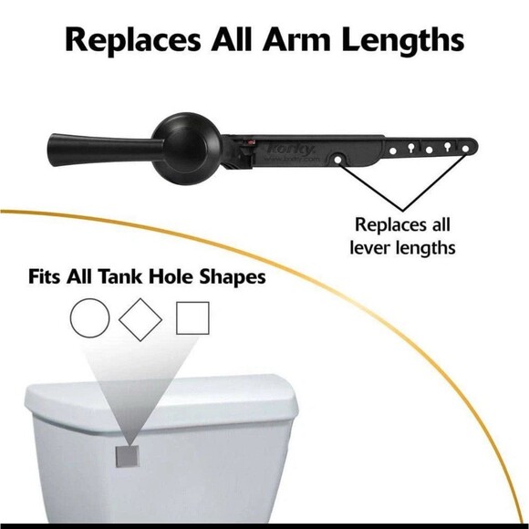 Toilet Handle Lever Matte Black Universal Fit Adjustable Flush Lever Flappers - Picture 8 of 9